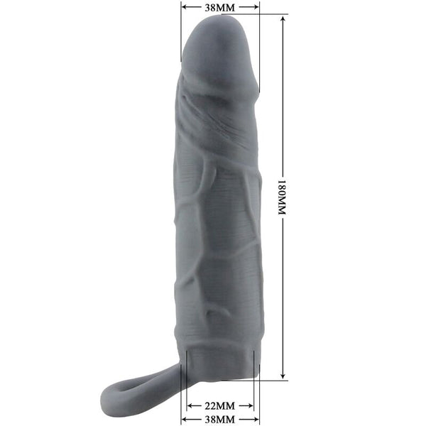 Pretty funda de pene de piel realística gris oscuro