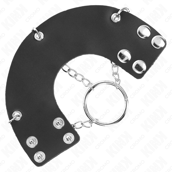 Kink anillo pene 4 cm cadena 7 cm metal con cinturón cuero