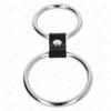 Kink anillo pene doble metal 3.7 cm a 5 cm conectados por correa polipiel modelo 1