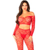 Leg crop top con medias rojo talla única