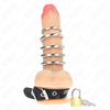 Kink anillo pene cuero correa con cerradura 21 x 2 cm y 5 anillos metal de 3 cm a 4 cm