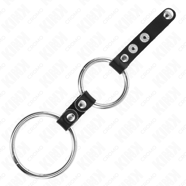 Kink anillo pene doble 3.8 cm a 5 cm conectados por cuero