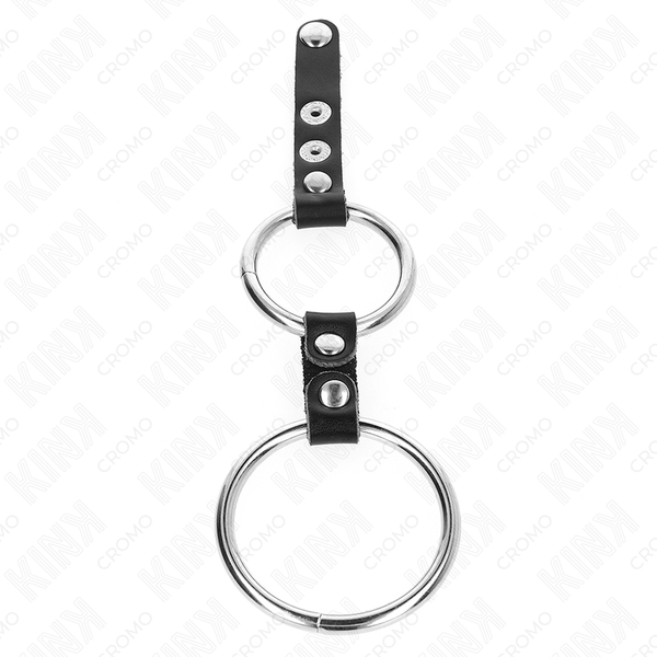 Kink anillo pene doble 3.8 cm a 5 cm conectados por cuero