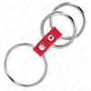 Kink anillo pene triple metal 3.7 cm a 5 cm conectados con cuero rojo