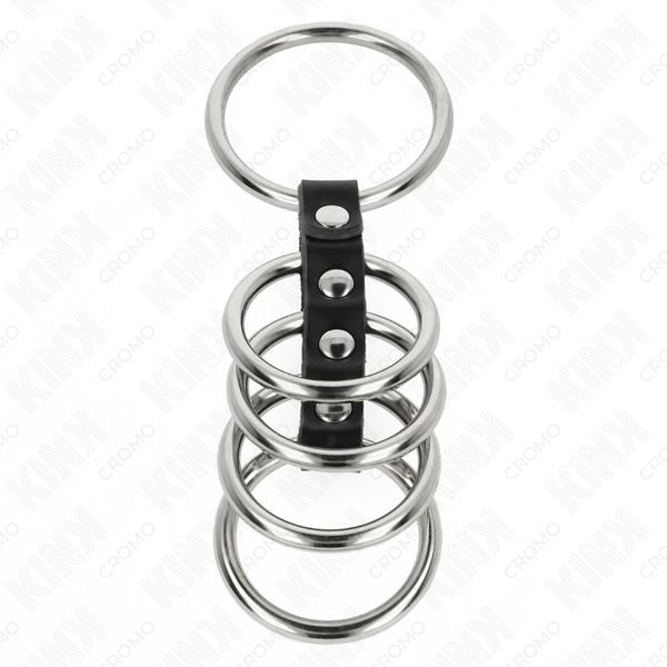 Kink 5 anillos pene 3.7 cm a 5 cm metal conectados por cuero