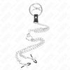 Kink anillo pene triple metal cromado 3.8 cm a 5 cm con cadena metal 26 cm y pinzas para pezones modelo 1