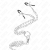 Kink anillo pene triple metal cromado 3.8 cm a 5 cm con cadena metal 26 cm y pinzas para pezones modelo 1