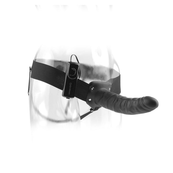Arnés vibrador hueco 19 cm negro