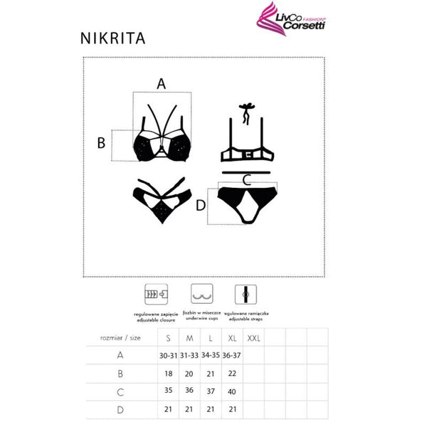 Livco nikrita lc 90674 sujetador con panties negro s