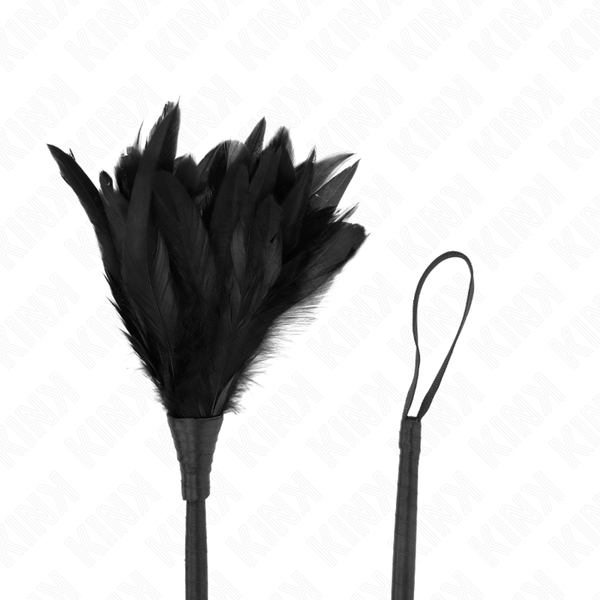 Kink plumas de pollo para cosquillas con forma cuerno de criada negro 36 cm
