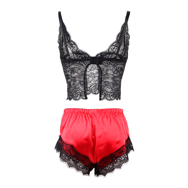 Subblime 953966 pijama sexy saten y encaje negro rojo l xl