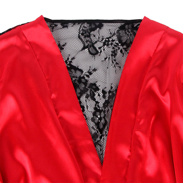 Subblime 954024 camison de encaje espalda transparente con tanga rojo negro l xl