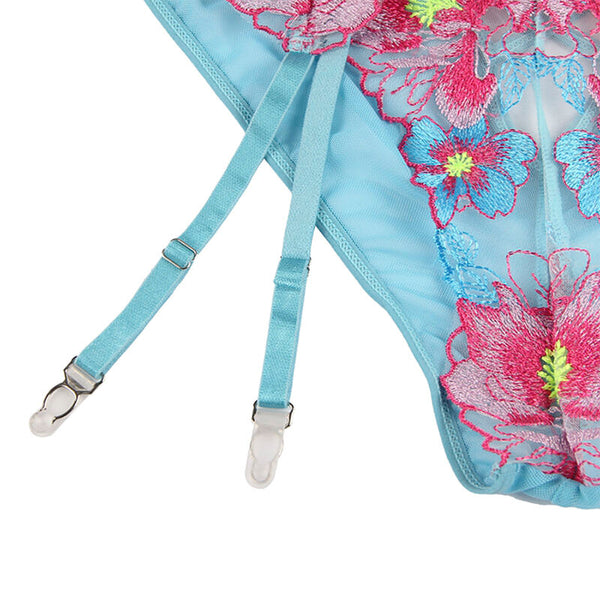 Subblime 954116 sujetador con bragas con liguero diseño floral azul L/XL