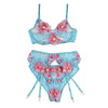 Subblime 954116 sujetador con bragas con liguero diseño floral azul L/XL