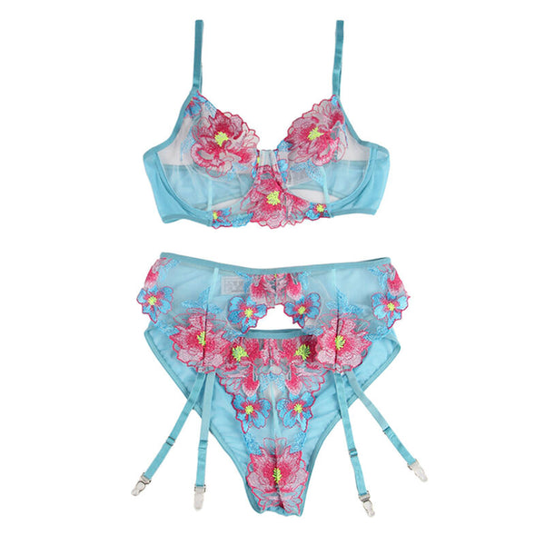 Subblime 954116 sujetador con bragas con liguero diseño floral azul L/XL