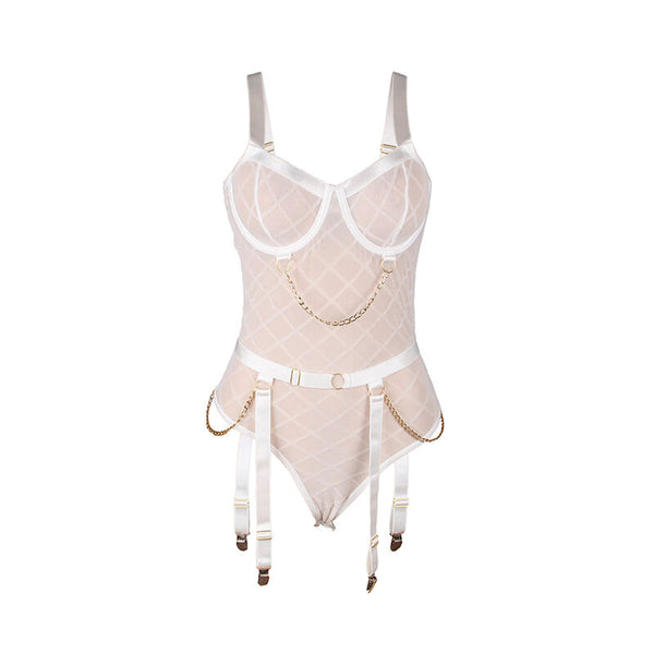 Subblime 954284 body con cadenas con ligueros blanco s m
