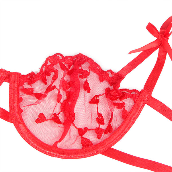 Subblime 954338 sujetador con tanga con ligueros estampado de corazones rojo l xl