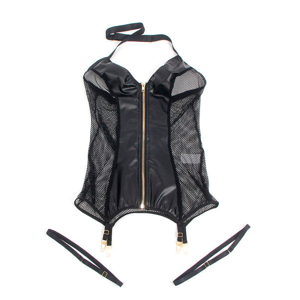 Subblime 954451 vestido sexy de rejilla cuero negro l xl