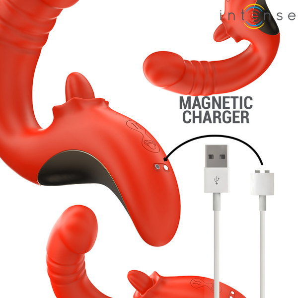 Paulina vibrador y estimulador en forma de u rojo 2