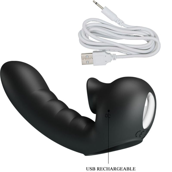Hobgoblin funda vibradora para dedo 12 vibraciones con estimulador clítoris negro