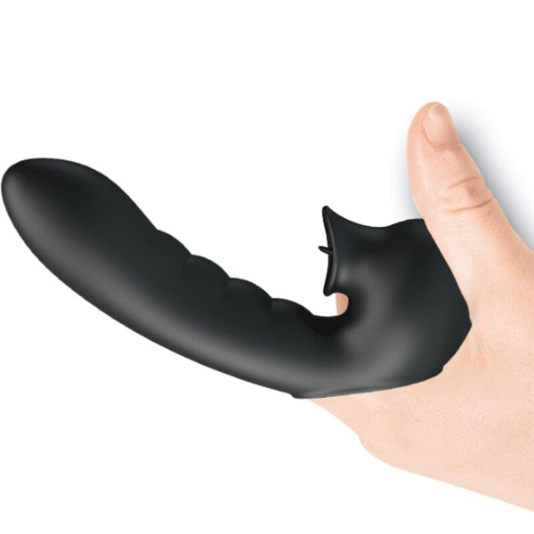 Hobgoblin funda vibradora para dedo 12 vibraciones con estimulador clítoris negro