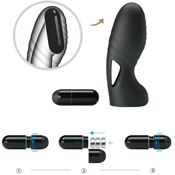 Alan vibrador de dedo silicona negro