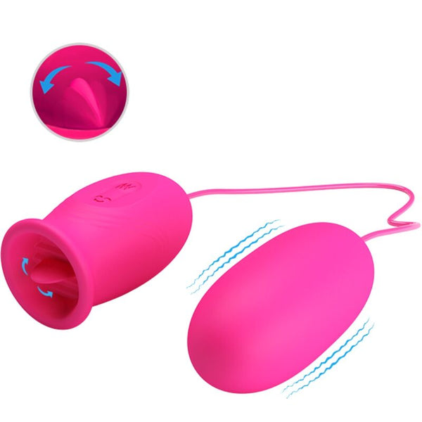 Daisy huevo vibrador con lengua estimuladora de clítoris rosa
