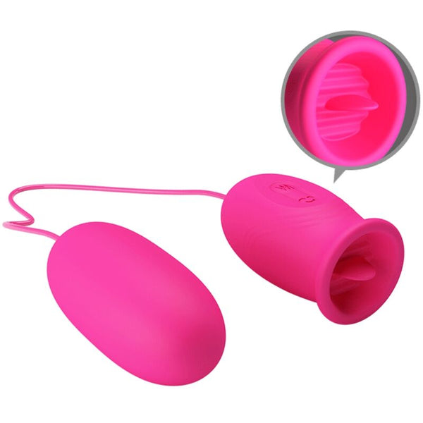 Daisy huevo vibrador con lengua estimuladora de clítoris rosa