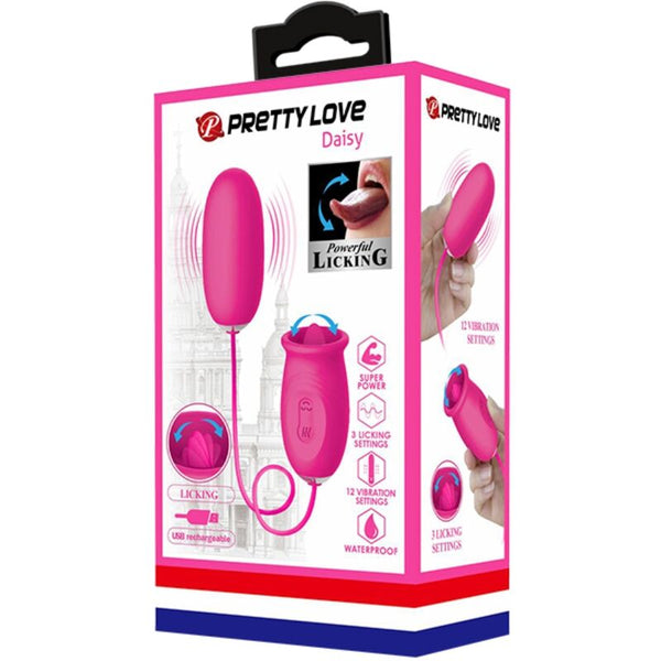 Daisy huevo vibrador con lengua estimuladora de clítoris rosa