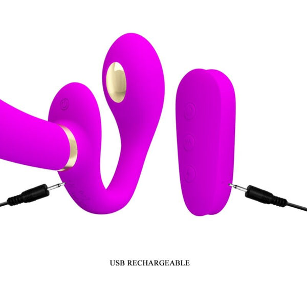 Thunderbird vibrador doble arnés control remoto morado