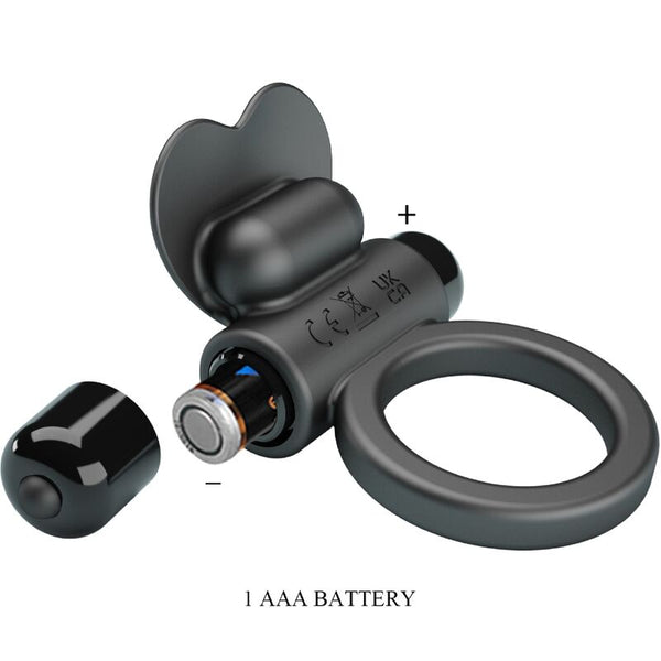 Debonaire anillo vibrador conejo 10 vibraciones negro