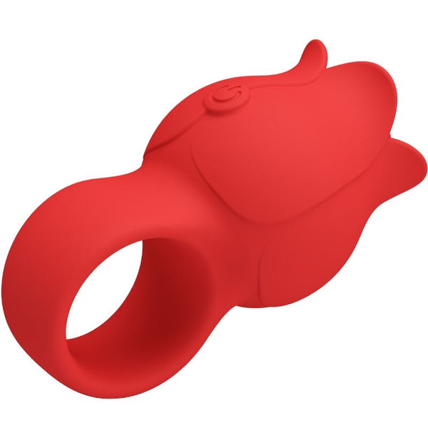 Jae vibrador de dedo forma de rosa 10 vibraciones rojo