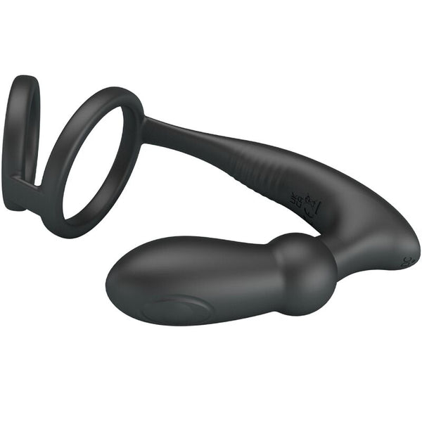 Pretty emoni anillo pene con plug anal 12 vibraciones negro