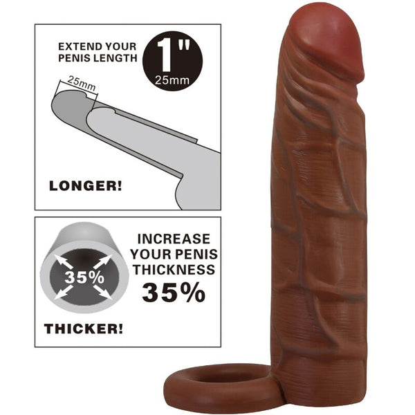 Pretty kaile funda para pene con extensión de 2.5 cm mulato