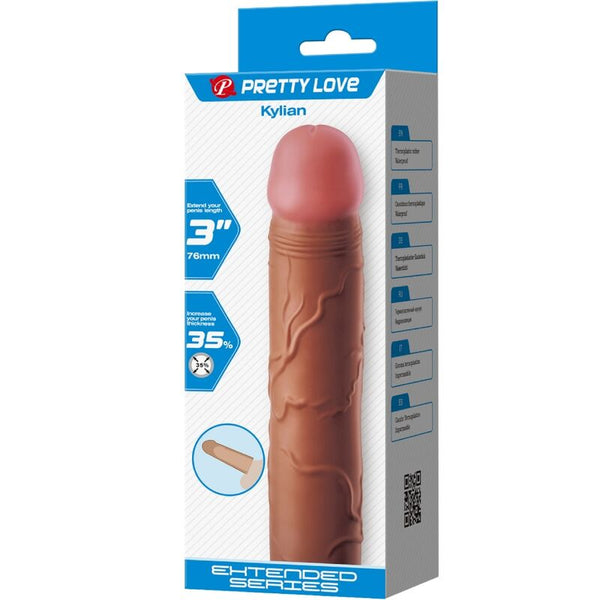 Pretty kylian funda para pene con extensión de 7.6 cm mulato