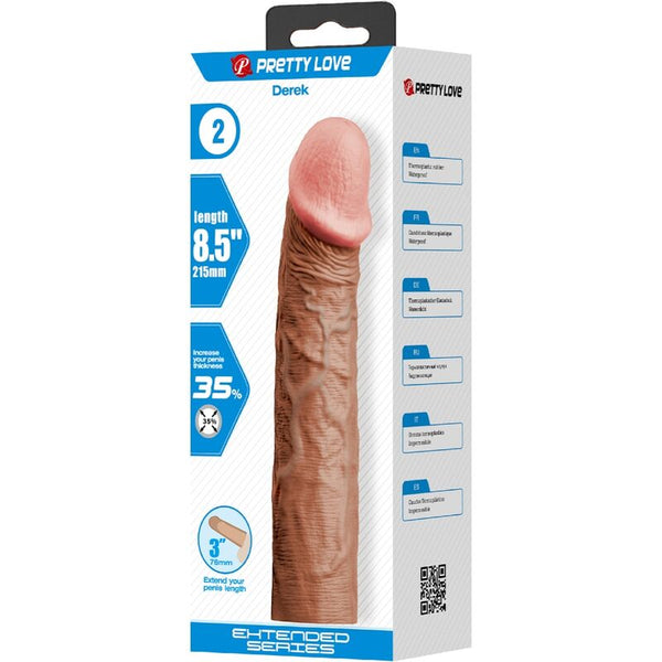 Pretty derek funda pene con extensión de 7.6 cm mulato