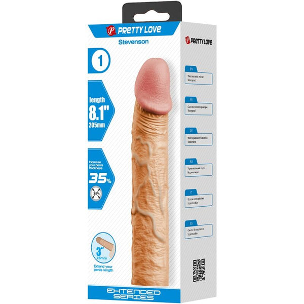 Pretty stevenson funda pene con extensión de 7.6 cm natural