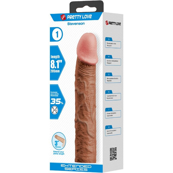 Pretty stevenson funda pene con extensión de 7.6 cm mulato