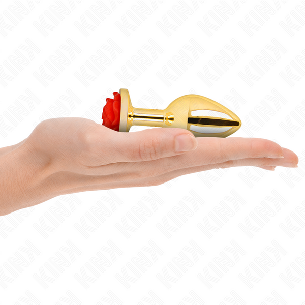 Kink plug anal dorado rosa roja talla m
