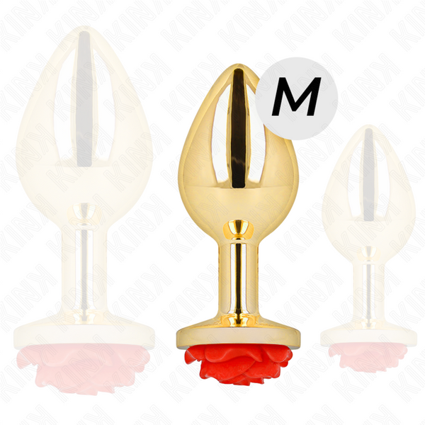 Kink plug anal dorado rosa roja talla m