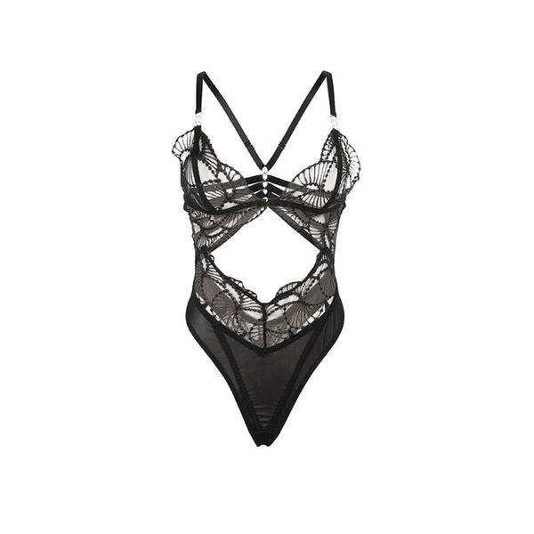 Subblime 955229 body transparente con encaje hueco negro l xl