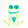 Subblime 955328 set sujetador con encaje y ligueros verde y azul l xl