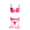 Subblime 955366 set sujetador con encaje y ligueros rosa y morado l xl