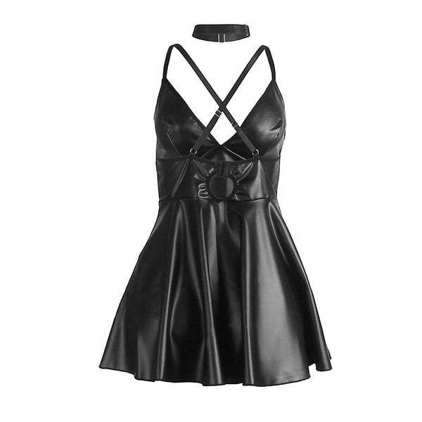 Subblime 955380 vestido con tirantes de cuero negro l xl