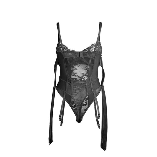 Subblime 955496 body de encaje con lazos y ligas negro s m