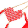 Subblime 955526 conjunto sujetador con cadenas y corazón de malla rojo l xl