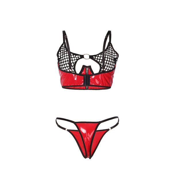 Subblime 955533 conjunto sujetador con cremallera de malla de charol rojo s m