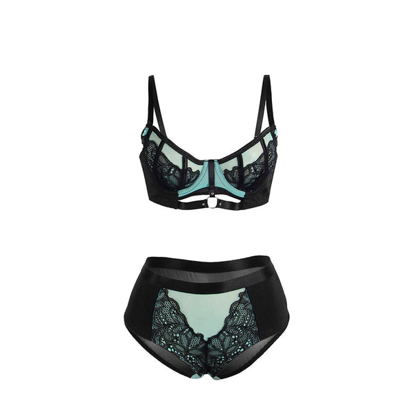 Subblime 955557 conjunto sujetador con cremallera de malla de charol verde s m