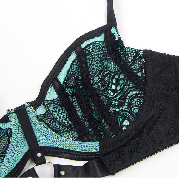 Subblime 955557 conjunto sujetador con cremallera de malla de charol verde s m