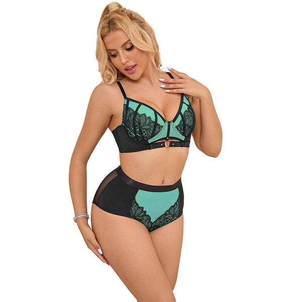 Subblime 955557 conjunto sujetador con cremallera de malla de charol verde s m